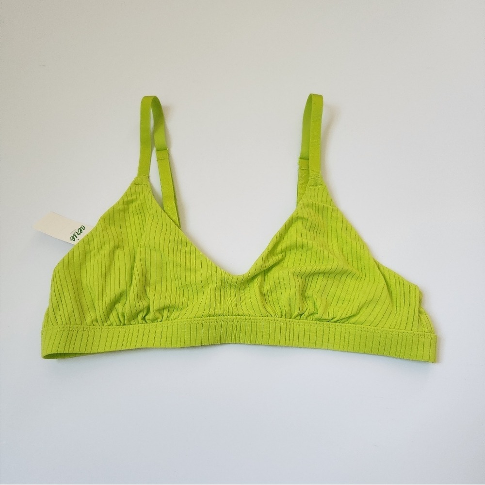 AERIE Real Good Super Soft Neon Green Triangle Bra Bralette Stretch NWT S‎